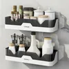 Badrumshyllor Hylla WC Shampo Holder Shower Wall Mount Kitchen Storage Basket Cosmetic Rack Home Organizer Bath Accessories 230607