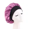 قبعة عمامة أسود واسعة النطاق ساتان ساتان محرك نساء نوم قبعات الحمام ليلة النوم قبعة قبعة الشعر فيممي