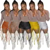 Sexy gland Pu cuir Shorts femmes pantalons courts 2023 été concepteur mode corde tissé taille basse Joggers