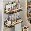 Bathroom Shelves Luxury Without Drilling RustProof Aluminum Shower Wall Shelf Shampoo Towel Holder Organizer Accessorie 230608