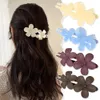 12pcs花アリゲーターヘアクリップ、女性用の大きなフレンチカーブフラットアヒル、ベンドヘアピンバレット