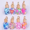 Most Popular 15ml Car Hanging Rope Empty Decoration Bottle Hand Made Polymer Clay Ceramic Essential Oil Perfume Bottles With Wooden Lid