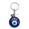 Kluczowe pierścionki okrągłe tureckie złe oko Blaki Lucky Blue Różowe Czerwone serce Charm Charm Charing For Men Women Car Wiselant Dro dhgarden dhyu1