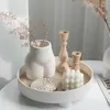 Organização moderna bandeja decorativa decoração de casa vaso organizador caixa mesa aromaterapia castiçal suporte redondo escritório desktop decoração