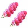 装飾的な花2PCSシミュレーションPhalaenopsisベルベット人工花蝶ruchidクリスマスウェディングパーティーのための偽の鉢植え植物