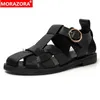 Sandals MORAZORA Big Size 34-42 ZA New Summer Genuine Leather Sandals Women Shoes INS Hot Gladiator Sandals Female Shoes Flat Footwear J230608