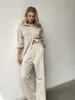 Womens Two Piece Pants design Women Summer Casual Cotton Linen Blouse Clothing sets pcs 230607