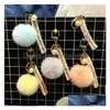 Porte-clés Longes 12 Couleur Boule De Poils Et Perle Porte-clés Sac Ruban Pendentif Voiture Accessoires Suspendus Cadeau Mignon En Peluche Drop Delivery F Dh13K