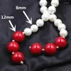 Pendant Necklaces Long Chain Simulated Pearl For Women Round Artificial Coral Necklace Glass Pearls Bride Tassel Chains 34" A740