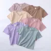 Été enfant en bas âge à manches courtes T-Shirts T-shirts hauts couleur bonbon coton enfants bébé garçons et filles solide col rond t-shirt vêtements