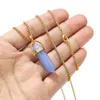 Pendant Necklaces 1pc Stainless Steel 13.5 40mm Charm Natural Gemstone Pendants For DIY Jewelry Making Findings 60cm