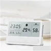 Temperaturinstrument Touch Weather Station Digital LCD Display -knapp inomhusfuktighet Monitor Hygrometer prognosklocka BH2531 Dr Dhirh