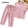 Clothing Sets Girls Summer Clothes Vest Short For Solid Color Casual Style Children 230607