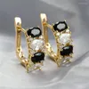 Oorringen Huitan Goud Kleur Wit/Zwart Zirconia Voor Vrouwen Ly Ontworpen Luxe Vrouwelijke Accessoires Trendy Sieraden