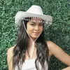 Geniş Memlu Şapka Kova Moda Fringe Cowgirl Hat Sold Renk Batı Kovboy Kapağı ile Ayarlanabilir Drawstring Partisi Caz ​​Top 230608