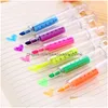 Highlighters Novelty Nurse Needle Syringe Shaped Highlighter Marker Pen Colors Pens Stationery School Supplies 6 Style Drop Delivery Dhgrb