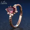 Alianças de casamento LAMOON anel de prata esterlina 925 pedras preciosas granada para mulheres banhado a ouro rosa 18K pulseira joias finas LMRI024 230608