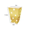 Gold Silver Dot Wave Striped Paper Popcorn Box Pop Corn Candy/ Sanck Favor Bag Xmas Wedding Kid Birthday Party Decoration