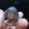 Anillos de racimo, anillo ajustable de cuarzo dumortierita rutilado azul Natural, 18,1/12,5mm, cuentas de gran tamaño, joyería para hombres y mujeres