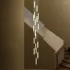 Avizeler Minimalizm Led Attic Villa Oturma Odası Tavan Kolye Işıkları 2023 Tasarımcı Lamba Nordic Asma Uzun Merdiven Avize