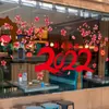 Stickers muraux 2023 Happy Year Décoration Fenêtre DIY Chinois Traditionnel Arbre Fleurs Stickers Salon Boutique