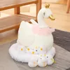 Plush dockor Swan Chick Family Toy Chicken Mother Swan Chicken Baby Life Animals Stuffed Doll With Nest Kids Comforting Gift 230608