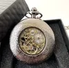 Relojes mecánicos azules antiguos de cristal grande, relojes de bolsillo romanos con flores Retro de cuerda manual