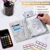 Notepads A6 PU Leather Marble Notebook Binder Budget Planner Money Organizer for Cash Savings with 12 Zipper Envelope Pockets Stickers 230607