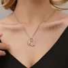 Creative Love Rose Heart Pendant Necklace For Women Exquisite Zircon Forever Necklace Romantic Valentine's Day Jewelry Gift