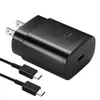 Chargeur 25W PD pour Samsung S23 S22 S21 NOTE Adaptateur de charge ultra rapide USB C PPS Prise de charge rapide US EU