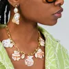 Dingle örhängen bohemisk asymmetrisk conch havs snigel vit skal och naturligt sötvatten pärlklipp örhänge kairi för kvinnor smycken