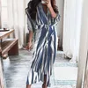 Plus Size Dresses Women Floral Print Midi Dress Shirt Maxi Ruffles Sleeve V-neck Vintage Ruched Bandage Bodycon Vestidos