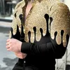 남성 캐주얼 셔츠 남자 친구 긴 소매 슬림 버튼 옷깃 탑 가을 패션 3D Quicksand Print Prom Party S4XL 230607