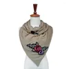 Halsdukar design stickade kvinnor mode bomullsscarf rose blomma applikation broderi lappar triangel scaves vinter poncho sjalar