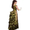 Vintage viktorianische Bustle-Abschlussballkleider mit kurzen Ärmeln, Rüschen, Korsett, The Gilded Age-Kleider für besondere Anlässe für Frauen, Spitzen-Satin-Maskenkleid nach Maß 2023