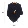 Foulards 2023 hiver femmes chaud tricoté Triangle écharpe en cuir sangle boucle couleur unie Crochet bohème châle pour dames cadeau de noël