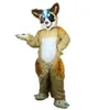 Brown Long Fur Husky Fox Dog Furry Mascot Costume Top qualité Cartoon Character Outfits Costume Carnaval de Noël Unisexe Adultes Carnaval Robe de fête d'anniversaire