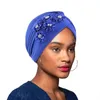 Vrouwen Strass Bloem Hoofd Wrap Wedding Party Cap Geplooide Beanie Moslim Islamitische Elastische Ruffle Tulband Chemo Cap