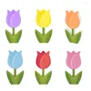 Flores decorativas ornamentos de tulipa decorações de festa de dia das mães primavera fazenda tulipas pintadas em cor doce sinal para decoração de casa