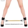 BDSM Bondage Barre d'épandage en acier inoxydable de 16 pouces avec poignets en cuir Jouets sexuels de retenue fétiche pour couples Produits SM adultes L230518