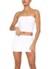 Skirts Women S Summer 2 Pieces Tube Top Sets Sexy Backless Strapless Tops Cutout Hem Short Mini