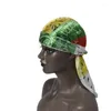 Berets Arriving -selling Silk Elastic Printing Durag Thick Long Tail Pirate Hat Silky Headband Designer Durags
