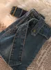 Jupes Circyy Denim Jupe Femmes avec Ceinture Jean Mini Taille Haute D'été Casual Vintage Streetwear ALine Chic Y2k Vêtements 230607