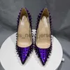 Sandales All Purple Spikes Rivets Bout Pointu Super Talons Hauts Femmes Pompes Fête De Mariage Chaussures De Mode Plus La Taille 42 43 44 45 J230608