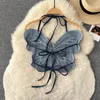 Kvinnors tankar Summer Design Sense 3D Butterfly Hanging Neck Strap Open Back Camis Women's Slim Fit Sexy Vintage