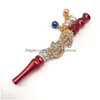 Smoking Pipes Creative Dollar Pipe Portable Metal Diamond Cigarette Holder Tassel Pendant Detachable Household Accessory 115Mm Drop Dht71