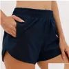 Yoga Outfit Lu0160 Womens Outfits High Waist Shorts Exercise Short Fitness Wear Girls Running Elastic Adt Sportswear Prevent Wardrob Dhxpb