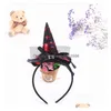 Inne świąteczne zapasy imprezy Halloween Kid Fair Akcesoria Witch Hat Pałąk Bow Koronki Zespół Cosplay Prop Headdress Headdress Dhi97