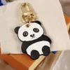 Moda bonito dos desenhos animados chaveiros designer novo estilo casais chaveiros de carro clássico impressão couro panda tubarão chaveiro acessórios com caixa