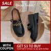 BeauToday Chunky Mocassim Feminino Couro Genuíno de Vaca Plataforma Sapato Redondo Corrente de Metal Deslizamento Feminino Feito à Mão 27748